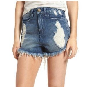 Show me your mumu Wyoming high waisted denim cut off shorts- surf wash- size 27